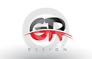 GR G R Brush Logo Letters with Red and Black Swoosh Brush Front