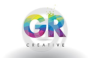 GR G R Colorful Letter Origami Triangles Design Vector.