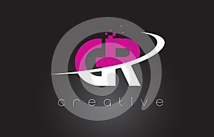 GR G R Creative Letters Design With White Pink Colors