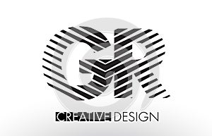 GR G R Lines Letter Design with Creative Elegant Zebra photo