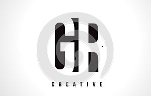 GR G R White Letter Logo Design with Black Square. photo