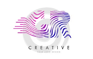 GR G R Zebra Lines Letter Logo Design with Magenta Colors