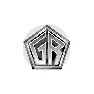 GR Logo Monogram Silver Geometric Modern Design