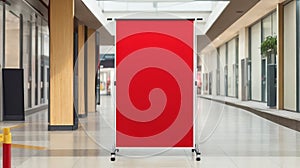 Grab Attention at Shopping Centers and Malls with Red Banner Design and Ample Copy Space.