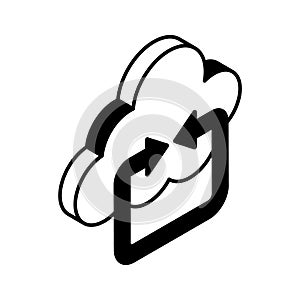 Grab this beautiful icon of cloud syncing, cloud update vector design