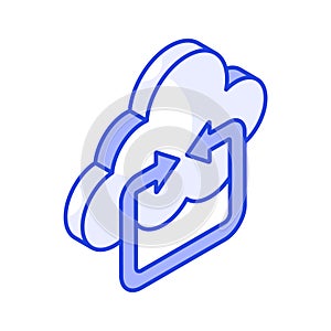 Grab this beautiful icon of cloud syncing, cloud update vector design
