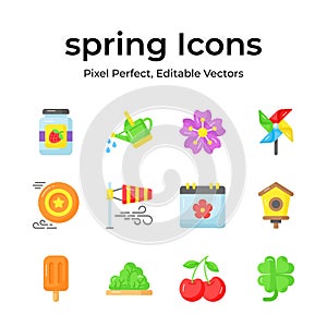 Grab this beautifully designed spring vectors, farming, gardening and agriculture icons set