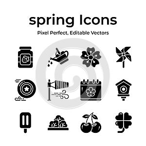 Grab this beautifully designed spring vectors, farming, gardening and agriculture icons set