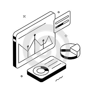 Grab this creatively crafted digital data analysis illustration in isometric style