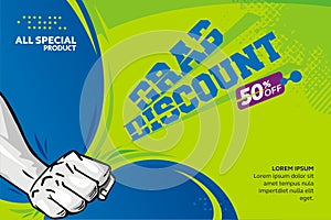 Grab discount sale banner template poster promotion