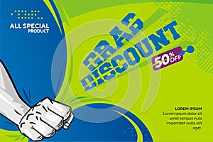Grab discount sale banner template poster promotion photo