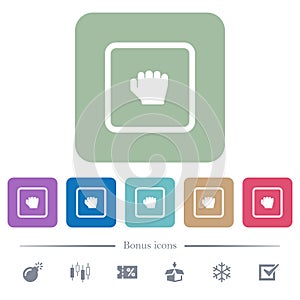 Grab object flat icons on color rounded square backgrounds