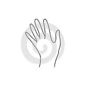 Grabbing hand. Man s hand pinching invisible item. Hand holding something with two fingers. Vector flat outline icon