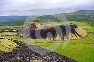 Grabrok Crater lava volcano near Borgarnes, Iceland