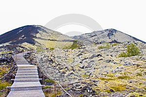 Grabrok Volcanic Crater Inactive Volcano with Green Moss in Iceland