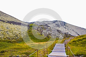 Grabrok Volcanic Crater Inactive Volcano with Green Moss in Iceland