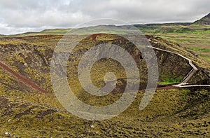 The Grabrok Volcano Crater in Iceland