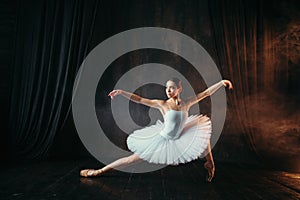 Grace of ballerina in motion on theatrical stage
