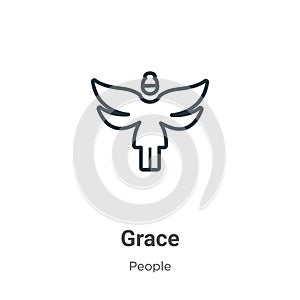 Grace outline vector icon. Thin line black grace icon, flat vector simple element illustration from editable people concept