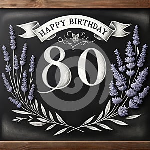 Graceful 80th Birthday Lavender Chalkboard Display