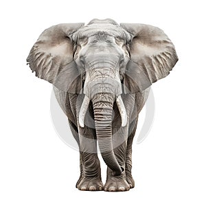 Graceful African Elephant Standing Tall Against Pristine White Background