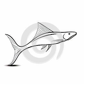 Graceful Albacore Fish Cartoon Marine Drawing In Chinese Iconography Style