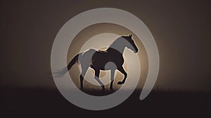 graceful arabian horse shadow on a dark backdrop, exquisite equine silhouette