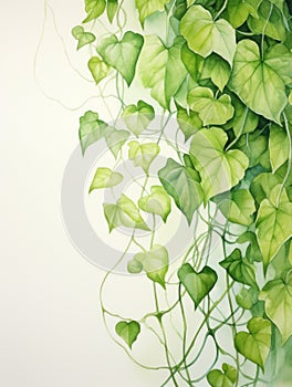 Graceful Arch of Watercolor Ivy Vine Leaves AI Generated