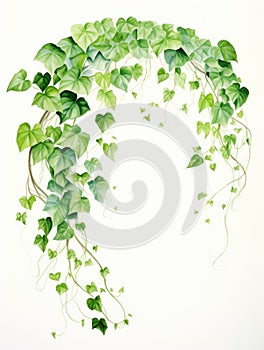 Graceful Arch of Watercolor Ivy Vine Leaves AI Generated