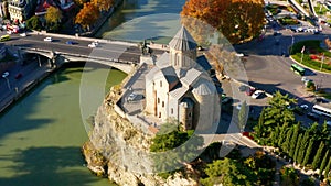 Graceful Arches: Metekhi Church Bridge Soaring Over Tbilisi River