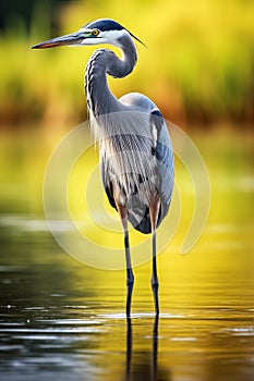 Graceful Avian Guardian: A Majestic Blue-Grey Bird in the Stilln