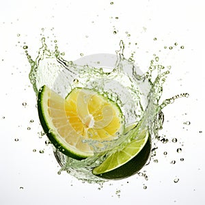 Graceful Balance: Limewater Splash Image In Softbox Lighting Style