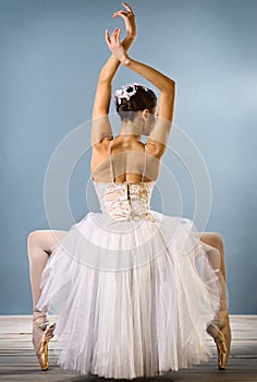 Graceful ballerina rear view