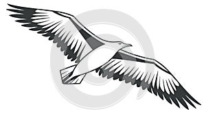 Graceful Bird in Flight Vector, Open Wings and Dynamic Movement, vector design Generative AI