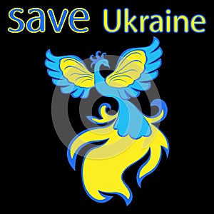 Graceful bird Phoenix symbolizing Ukraine