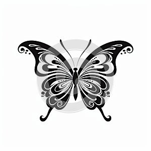 Graceful Black Butterfly Design On White Background