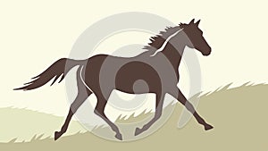 Graceful Brown Horse Galloping for Equestrian Designs, vector design Generative AI photo