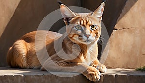 Graceful caracal navigating the desert landscape with focused gaze and tufted ears