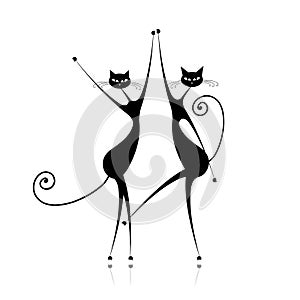 Graceful cats dancing, illustration