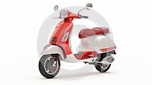 Graceful Curves: A Red And White Scooter With Cinquecento And Quantumpunk Style