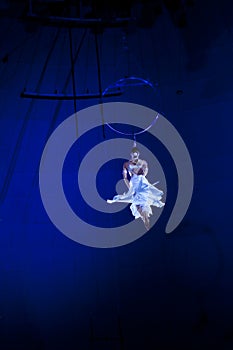 Graceful dance performed on the aerial ring