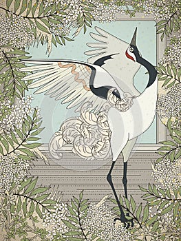 Graceful dancing crane