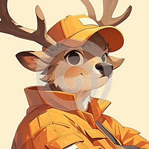 A graceful deer sanitation worker cartoon style