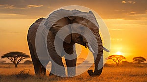 Graceful Elephant in Golden Light