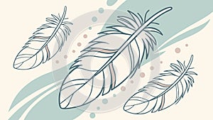 Graceful Feather Vector Set with Subtle Textures, vector design Generative AI