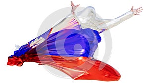 Graceful Figure Enveloped in the Fluid Motion of the Slovenian Flag