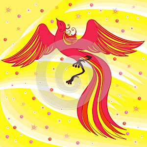 Graceful Firebird on abstract background