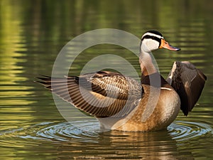 Graceful Flight: A Majestic Duck Gliding on Water