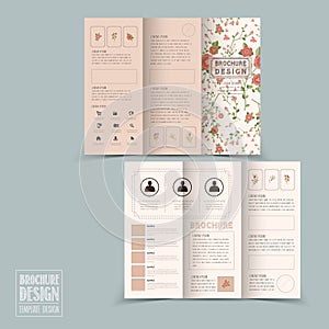 Graceful floral tri-fold brochure template design photo