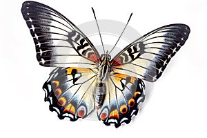 Graceful Flutter Butterfly on White Background. created with Generative AI